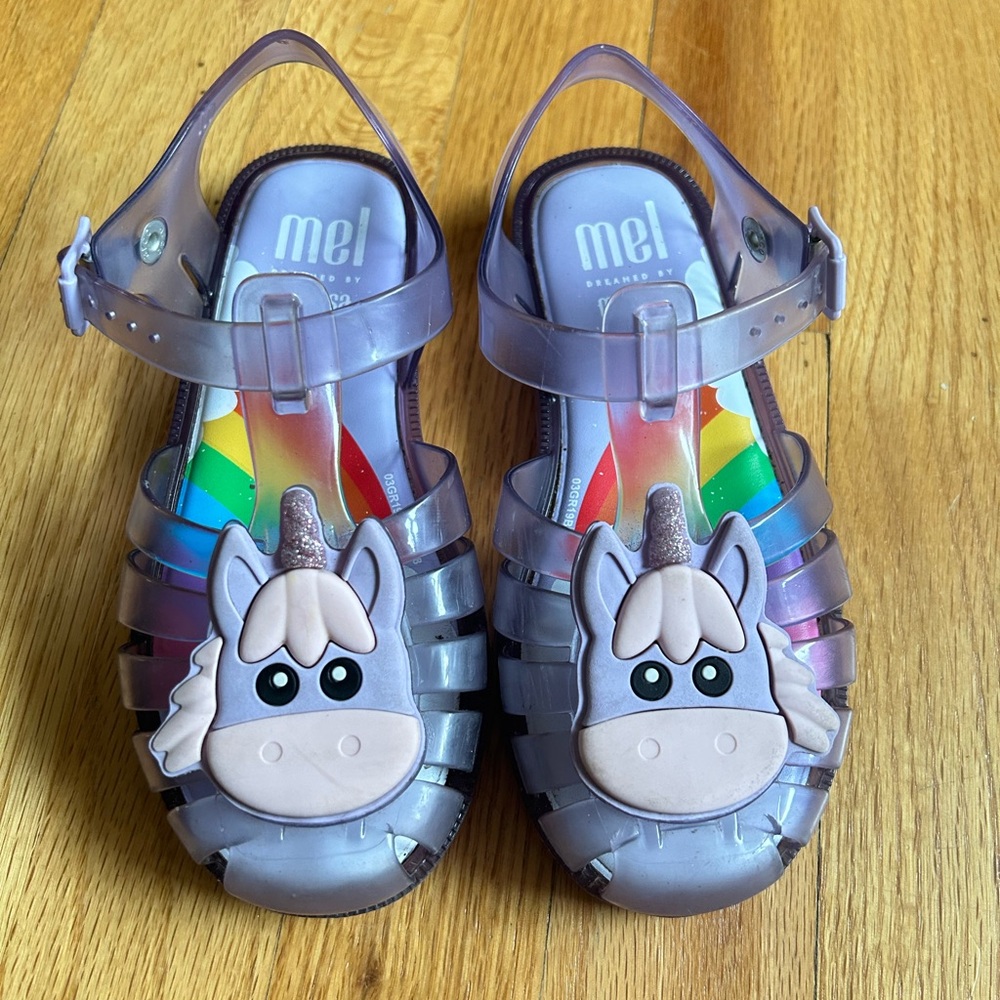 Mini Melissa Girls Purple Jelly Unicorn Sandals